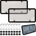 2 Pack License Plate Protector, Plate Cover for Car Plastics Front/Rear License Plate Covers (Awith Border)
