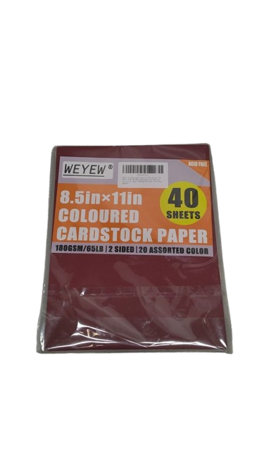 Weyew 8.5 x 11 in, 40 sheets Colored Cardstock Paper