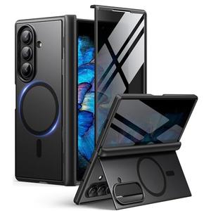 BERFY for Samsung Galaxy Z Fold 7 Case with Privacy Screen Protector, [Compatible with MagSafe][Anti Spy] Built-in Hidden Kickstand, Full-Body Shockproof Slim Phone Case for Z Fold 7, Black