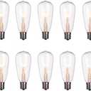 10-Pack Edison Light Bulbs ST40 Clear Replacement Bulbs-7 watts 120 Volts E17 Screw Base for Outdoor Indoor Patio Edison String Lights-Clear