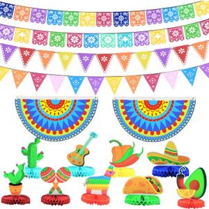 Fiesta Decorations Cinco De Mayo Decorations Centerpiece,Fiesta Birthday Decorations,Table Decoration for Birthday Wedding Rainbow Mexican Party Decor Supplies15Pcs