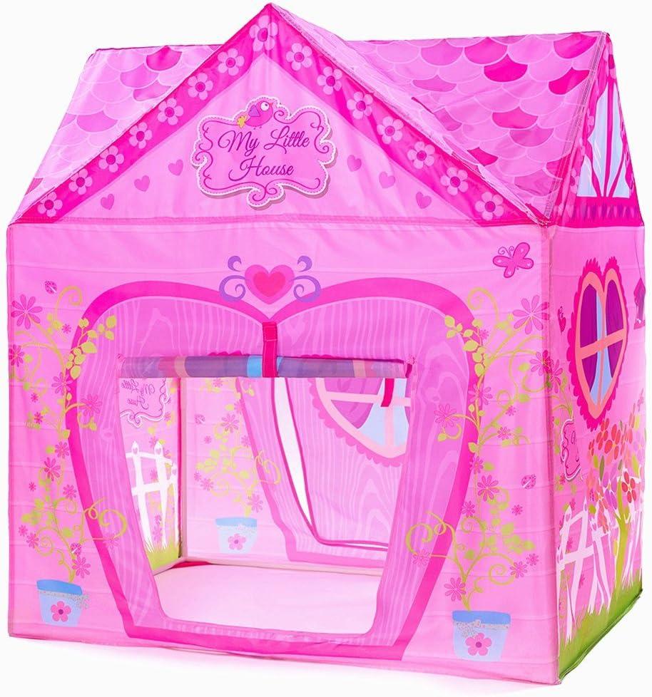 Kids Princess Castle Tent for 2-3 Kids Indoor/Outdoor Playhouse for Toddlers Polyvinyl Chloride PVC 1 pcs Foldable Kids Play Tent Casita House - Pink Flower House 37x28x40 in