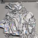 Kaei&Shi Sequin Fringe Romper,Sparkly Glitter Metallic Jumpsuits For Women,Backless Shorts Dress Disco Birthday Dance Outfit (4-6, Silver)