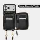 LAMEEKU for iPhone 17 Pro Case Wallet with Card Holder,RFID Blocking Wrist Strap Crossbody Cover for Women 6.3" Black