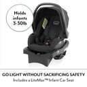 Evenflo Otto+ Travel System w/LiteMax Infant Car Seat Lightweight, One Hand Gravity Fold, Rear-Facing Mode 3-30lbs, Stroller use up to 55 lbs (Chia Black)