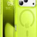 Newfuture Magnetic for iPhone 17 Pro Case [Compatible with Magsafe] [Military Grade Drop Protection] Translucent Matte Anti-Scratch Shockproof Protective Phone Cover 6.3 Inch, Fluorescent Green