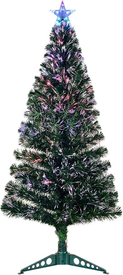 6FT Fiber Optic Green Christmas Tree Artificial Tree with Stand,Pre-lit Full Xmas Tree with Top Star Perfect for Indoor Holiday Decoration