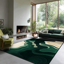 AQQA Area Rugs 5x7 for Living Room Bedroom, Modern Green and Beige Abstract Machine Washable Faux Wool Rug Soft Rug, Low Pile Thin Floor Carpet with Non Slip Backing for Dining Room,Green