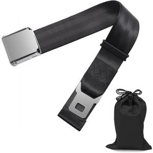 Coolrunner Air Travel Seat Belt Extender Strap for Comfort, Adjustable 732" Seat Belt Extension for Flights Fits Most(not Southwest), Black (Not for Automotive Use)