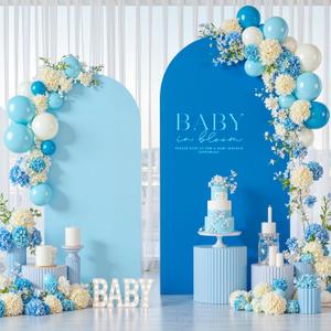 Baby Blue and Royal Blue Arch Cover 2 Set-7.2FT and 6FT Arch Backdrop Cover Spandex Fitted Wedding Arch Stand Covers for Baby Shower Boy Birthday Party Gender Reveal Photo Background Decorations