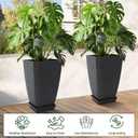 Neoaider Set of 2 Tall Planter, 21 inch Large Plastic Planter with Drain Hole & Saucers, Large Outdoor Planters for Porch, Garden, Patio, Balcony(Cement Gray)