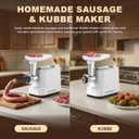 CHEFFANO Meat Grinder, [2500W Max] Electric Meat Grinders with, 2 Grinding Blades, 3 Plates, Sausage Stuffer, Kubbe Kit, for Home Kitchen Use, 3-In-1 Heavy Duty Mincer