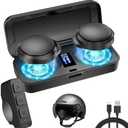 H360 Motorcycle Bluetooth Headset with Charging Case, Helmet Bluetooth Speaker with Microphones & LED Display, 1900mAh Battery with 50Hours Work Time Wireless Headsets for Skiing and Riding