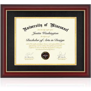11x14 Diploma Frame with 8.5 x 11 Opening Black Mat, Display 8.5x11 Degree Certificate Document, Wall Mount or Tabletop Display(Cherry Red), 11x14 for 8.5x11