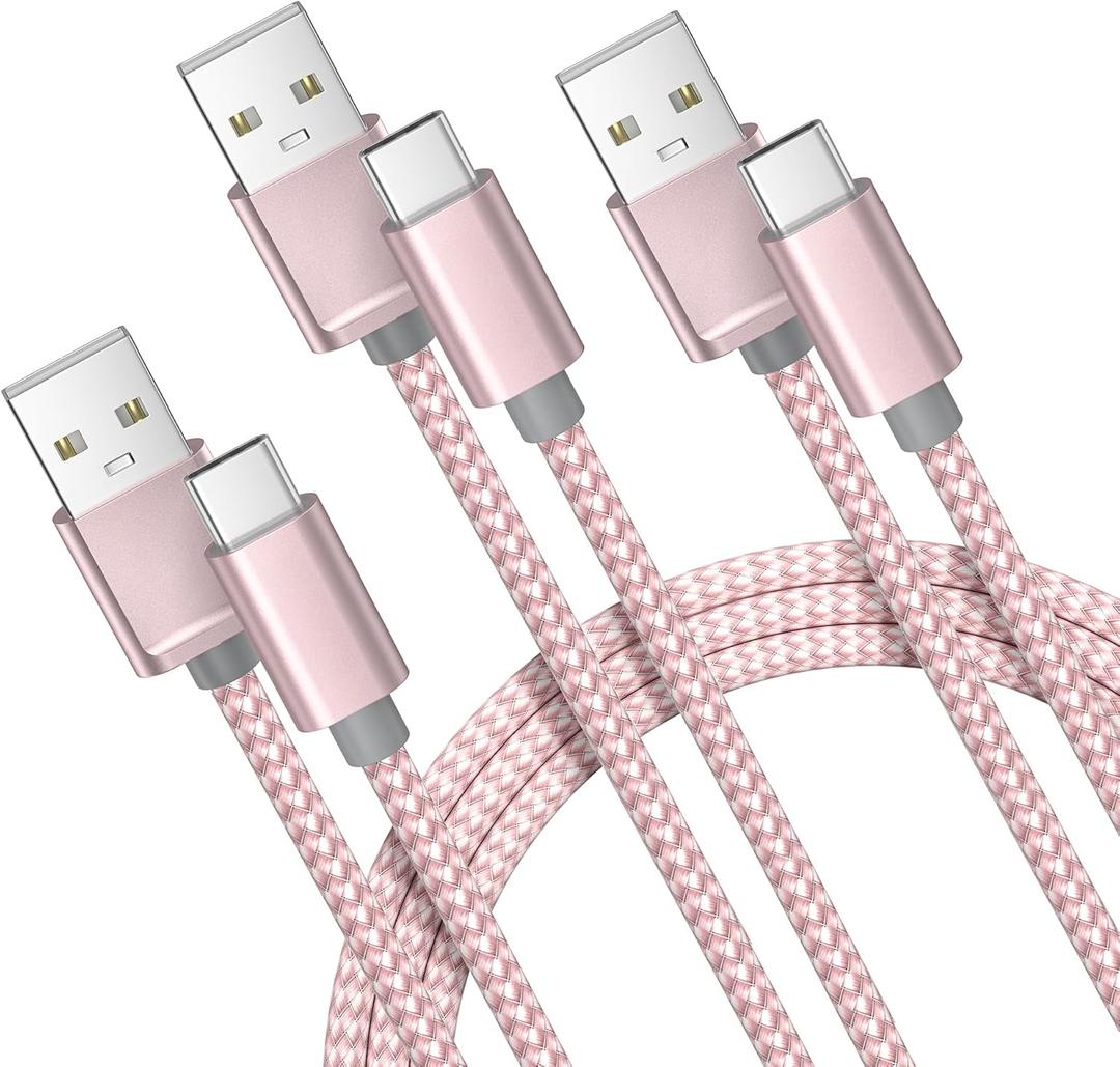 Basesailor USB Type C Charger Cable 3 Pack 3.3/6.6/10FT,Charging Cord for iPhone 16 15 Pro Max,Samsung Galaxy A10E A20 A21 A14 A54 A51 A52 A53 A70 A72 A73 A42 A32 A33 A12 A22,S24 S23 S22 S21 Plus (Pink)