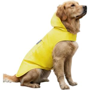 Dog Raincoat Reflective Adjustable Hooded Pet Rain Jacket Poncho with Leash Hole for Dogs S-5XL
