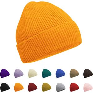 ZOORON Warm Knit Beanie for Men Women Winter Hat, Thick Fisherman Beanies Cuffed Plain Skull Caps (Orange)
