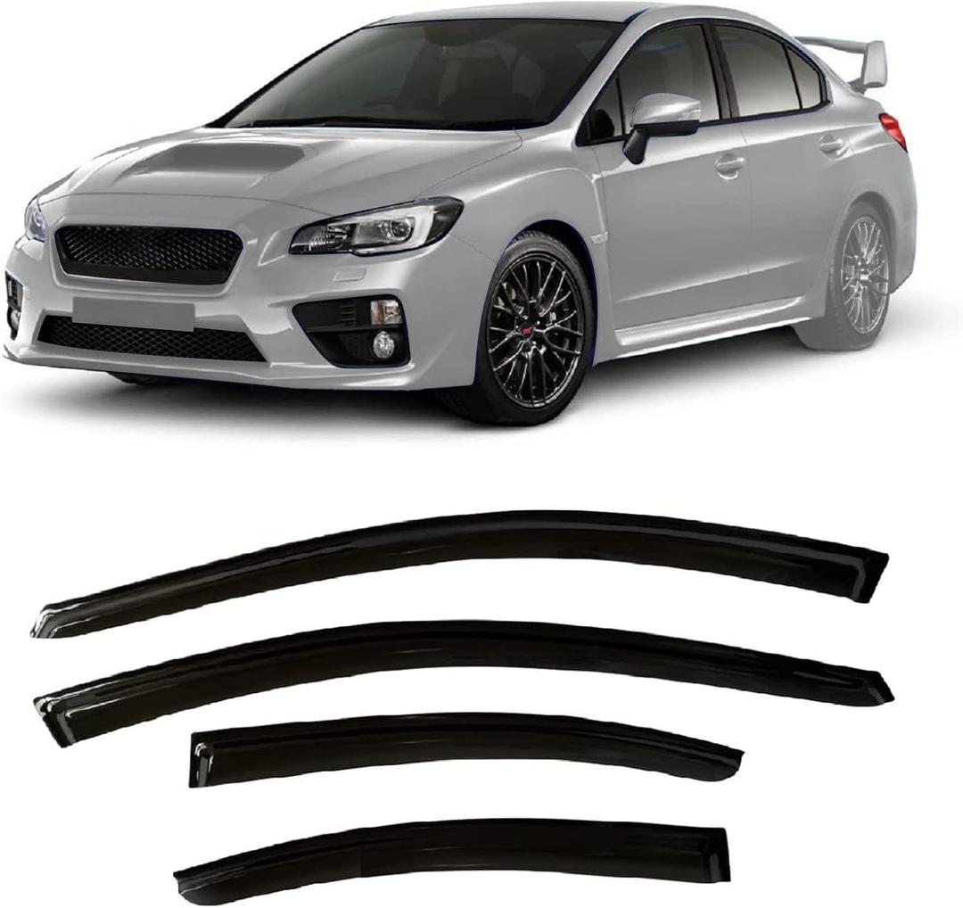 Tape-On Rain Guard 4-Piece for 2015-2021 Subaru WRX Windows Visor Shield Shade Smoke 1521WRX (black)