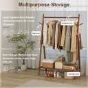 Muwuele Solid Wood Clothing Rack, Rolling Clothes Rack for Hanging Clothes, Garment Rack with Shelves Load 350 Lbs, Portable Closet Organizer on Wheels for Hanging Clothes (Walnut)