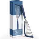 Misen Fish Silicone Spatula - Slotted Turner for Cooking - Perfect for Frying - Heat Resistant - Dishwasher Safe -1mm Thick Flexible Flipper - Soft Silicone Grip Handle for Easy Use (Blue)