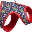Mile High Life Velcro Dog Harness, Air Mesh Floral Vest Harness for 20 lbs Small Dogs & Cats, Easy Get on Adjustable Easy Closures Both Neck and Chest(Red Tree, S Chest 16"-18")