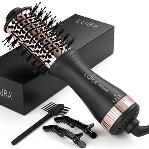 Automatic Dual Voltage Hair Dryer Brush with European Plug,Mini Travel Blow Dryer Brush for Women,Portable Light Weight One Step Hair Dryer and Styler for Kids