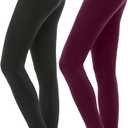 G&Y 2 Pairs Fleece Lined Tights for Women - 100D Opaque Warm Winter Pantyhose (Black & Burgandy Red)