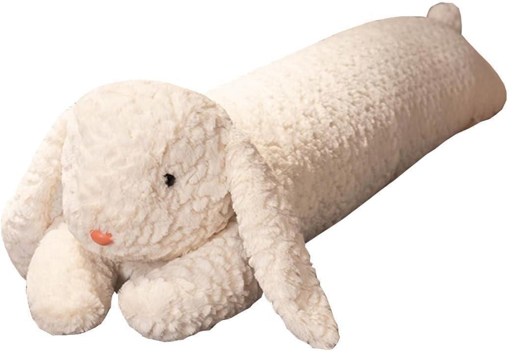 Hofun4U Rabbit Plush Pillow, Rabbit Stuffed Animal, Rabbit Plush Long Body Pillow Gift for Kids Adults (White,47 inch)