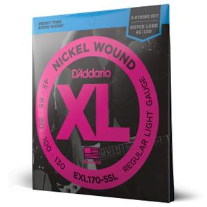 D'Addario XL Nickel Bass Guitar Strings 45-130, Super Long Scale