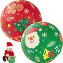 PlayZap 2 Pack Playground Balls for Kids, Christmas Kickballs for Toddlers, 8.5 in Rubber Balls with Pump, Indoor & Outdoor Dodgeball Toys for Boys & Girls Gifts (Red+green-christmas Style)
