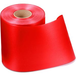 Syhood Outdoor Leaf Ribbon Floral Satin Ribbon for Crafts Aspidistra Waterproof Holiday Outdoor Decoration(4 Inch X 54 Yards,Red)