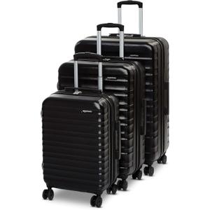 Amazon Basics 3-Piece Set (21", 26", 30"), Hardshell Suitcases With Wheels, Expandable For Up to 25% More Space, With Scratch-Resistant Surface, Four Multi-directional Wheels, Black