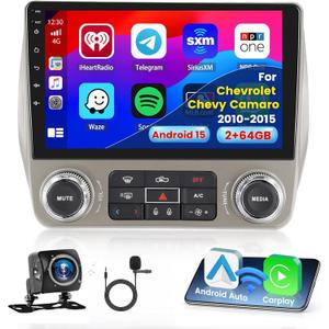 2+64G Radio for Chevrolet Chevy Camaro 2010 2011 2012 2013 2014 2015 CarPlay Car Stereo Android 9" Touchscreen Android Auto Backup Camera GPS EQ 28UI