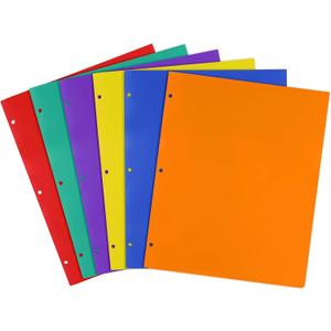 4 x Feosky Plastic Folders, 2 Pockets and 3 Hole, Letter Size, 6 Colors