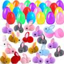 24 Pack Easter Eggs Fillers with Plush Bunny Toys,Mini Colorful Plush Bunny Stuffed for Kids Toddler Boys Girls Easter Egg Hunt Classroom Prize Easter Basket Stuffers Party Favors
