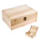 Almagic Unfinished Wood Box with Hinged Lid 1 Pack - 10.6" x 7.6" x 4.3" Smooth Unpainted Wooden Storage Box for Crafts, Jewelry, DIY Painting, Gift Packaging - Lightweight & Warp-Resistant