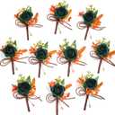 Serwalin 10Pcs Boutonniere for Men, Teal Groom and Best Man Boutonniere, Artificial Flowers for Wedding Decor Prom Homecoming Ceremony Anniversary Formal Dinner Party