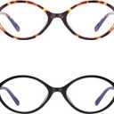 Fashion Oval Blue Light Blocking Glasses for Women Men Retro Anti Eyestrain Glasses for Gaming/Computer/Screen (Black+tortoise)