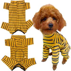Dogs Recovery Suit Post Surgery Shirt for Puppy, Full Coverage Dog's Bodysuit Wound Protective Surgical Clothes for Small and Medium Pets (Yellow Black Stripe-XL)