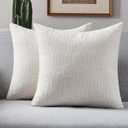 Light Natural Decorative Throw Pillow Covers 20x20 Inch Set of 2,Soft Linen Slub Texture Cushion Case,Farmhouse Home Decor for Couch Bed Living Room
