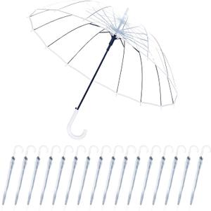 Umbrella Wedding Style Stick Umbrellas Large Windproof Bubble Umbrellas Rain Umbrellas with J Hook Handle for Bride Groom Gift