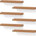 Vinyl Record Wall Mount, 6 Pack - Vinyl Record Shelves Album Display Holder for LP, CD, Book Art Storage - Vintage Home Decor (Wood Color)