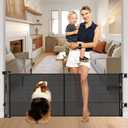 Reinforced 28 Inch Tall Retractable Dog Gate Small Baby Gate - Easy Step Over Dog Gate Short Pet Gate with Support Rods, 55" Wide Retractable Baby Gate for Stairs, Puppy Gates for Doorways, Black