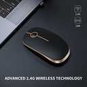 VssoPlor Wireless Mouse, 2.4G Slim Portable Computer Laptop Mouse with Nano Receiver Quiet Silent Optical Mice for Notebook, PC, Laptop, Computer-Black and Gold