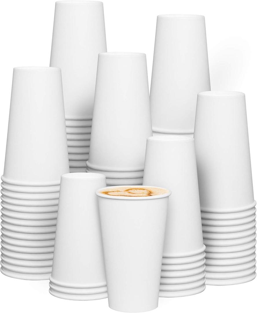 GUSTO White Paper Cups [16 oz - 200 Count] Disposable Coffee Cup for Hot Drinks  Sturdy & Eco-Friendly  Paper Cups for Tea, Cocoa & More  Formerly Comfy Package