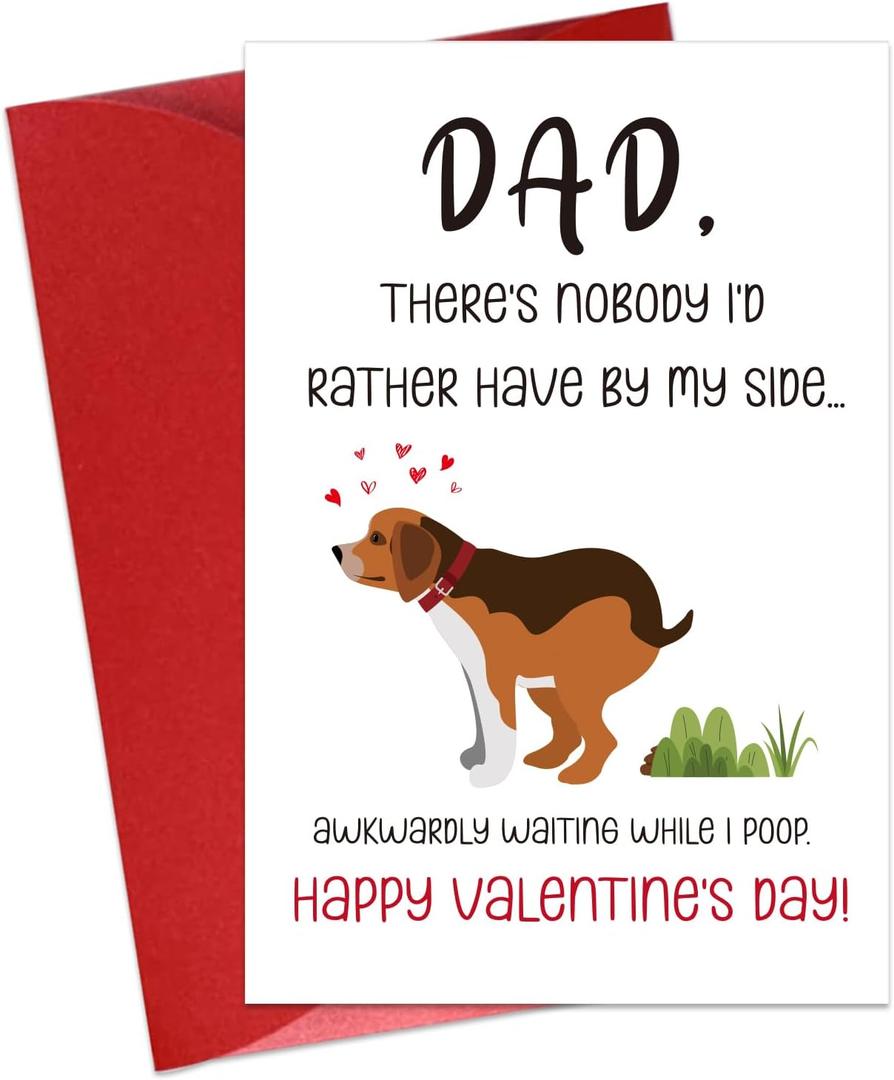 4 x Funny Valentines Day Card for Dog Dad Valentines Day Card from Dog Valentine's Day Gifts for Dog Dad from Daughter Son Valentines Card Gifts for Men Husband Dog Owner Dog Lover with Envelope