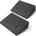DNA MOTORING 2pcs 5.3" Rise Rubber Curb Ramp Heavy Duty Loading Driveway Ramp Threshold Ramp 19.5 in L x 13.6 in W x 5.3 in H for Loading Dock, Warehouse, Wheelchair, Motorcycles, Cars, TOOLS-00646