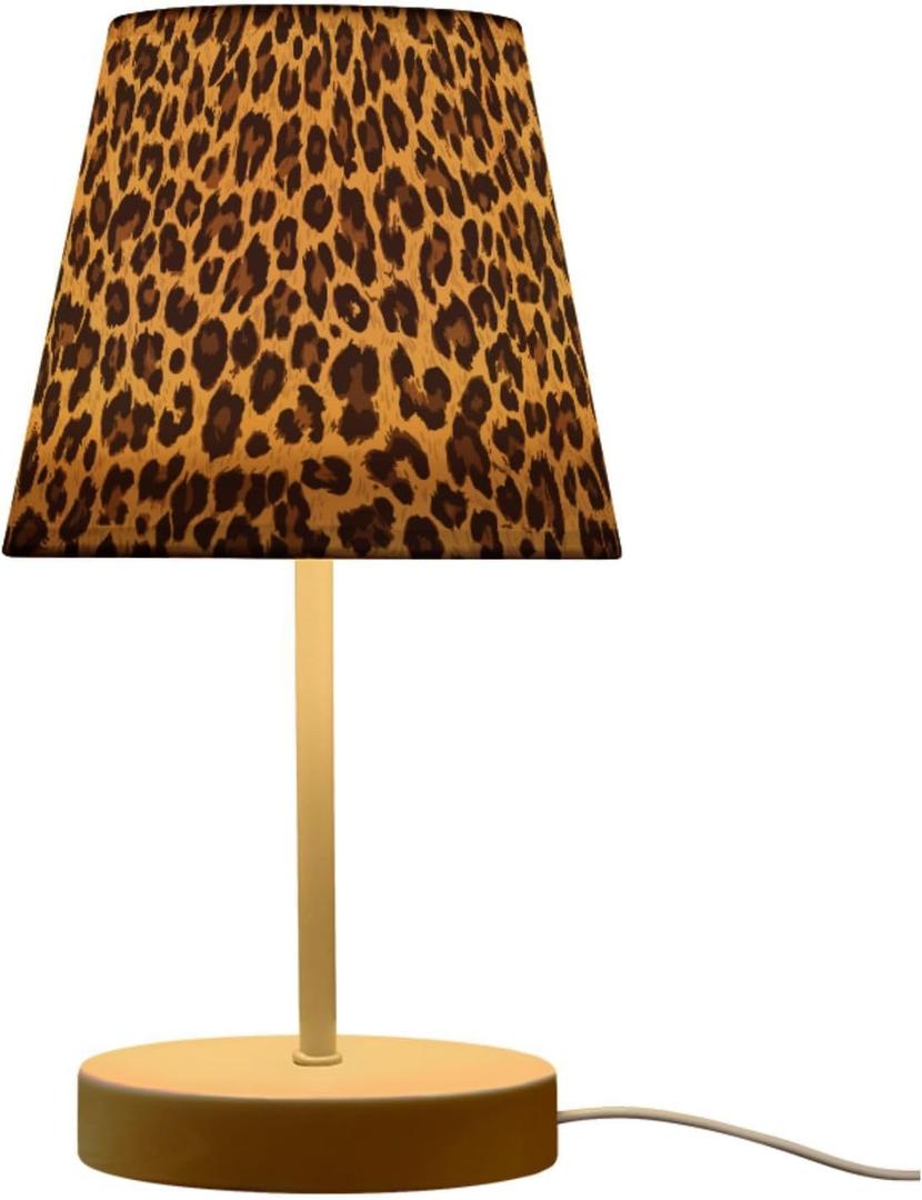 Animal Leopard Print 3 Colors Dimmable LED Table Lamp with USB Port,10.8" Linen Shade Bedside Nightstand Decor Night Light for Home Living Room Desk Cafe