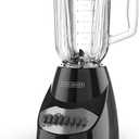 BLACK+DECKER Countertop Blender with 6-Cup Glass Jar, 10-Speed Settings, Black, BL2010BG