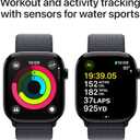 Apple Watch Series 10 [GPS 46mm case] Smartwatch with Jet Black Aluminum Case with Ink Sport Loop. Fitness Tracker, ECG App, Always-On Retina Display, Carbon Neutral (46mm case + Medium/Large band)